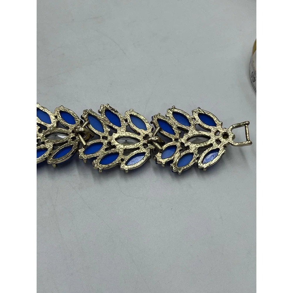 J. Crew Womens Pantone Blue‎ Jeweled Embellished Rhinestone Statement Bracelet